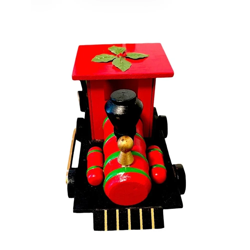 Vintage Red Wooden Christmas Train Christmas Express Train Set Centerpiece